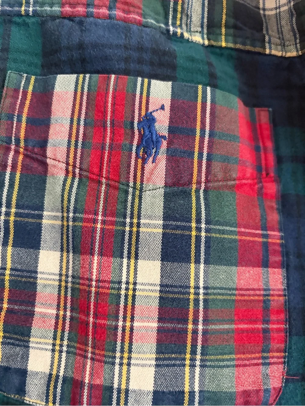 Polo Ralph Lauren Patchwork Plaid Button Down Long Sleeve Shirt Size XL